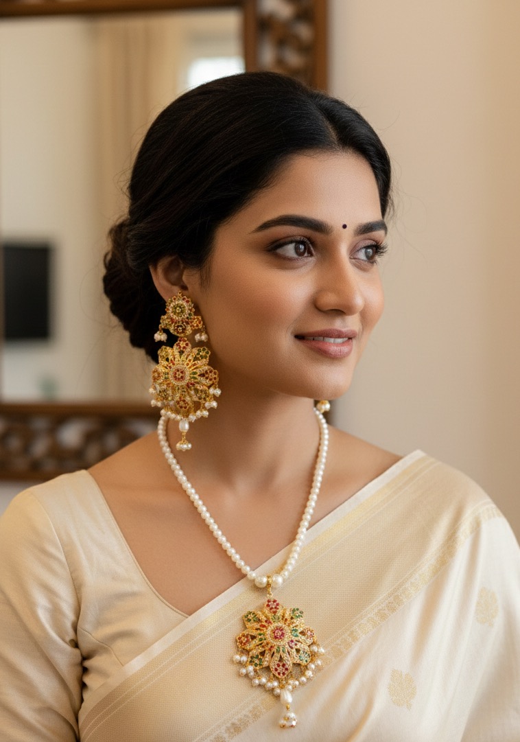 Pallavi navratan pendant set