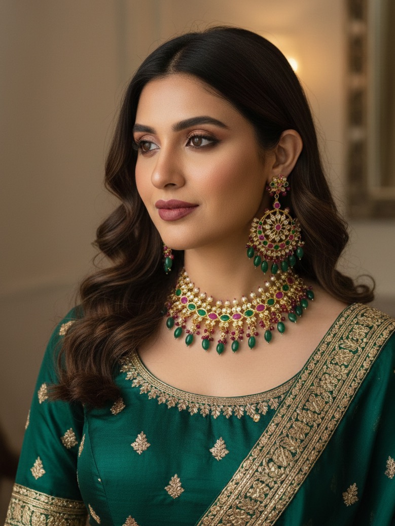 Amber choker set (red green)